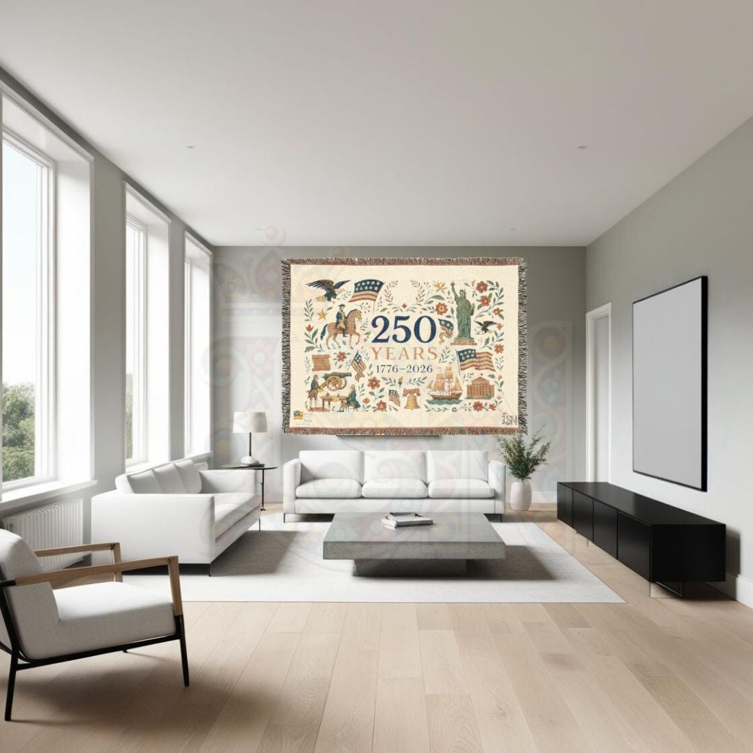 250 Years: The American Story – Commemorative Woven Tapestry Blanket with Lady Liberty