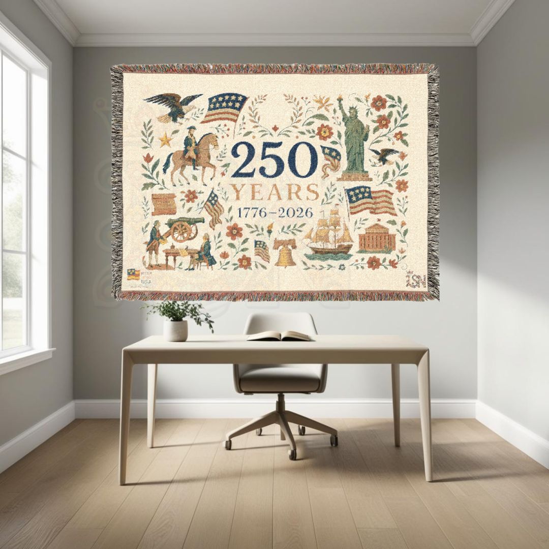 250 Years: The American Story – Commemorative Woven Tapestry Blanket with Lady Liberty