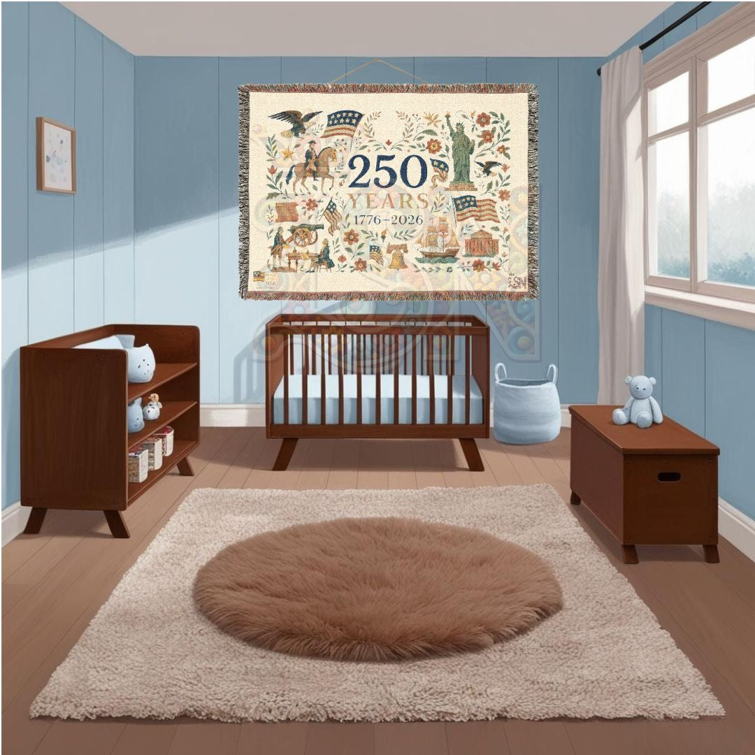 250 Years: The American Story – Commemorative Woven Tapestry Blanket with Lady Liberty