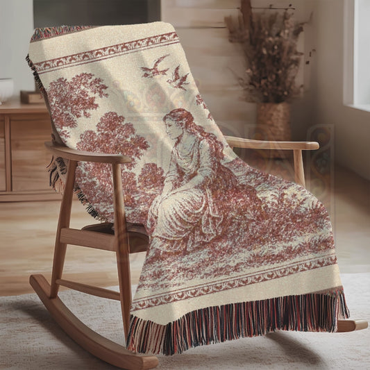 French Country Woven Blanket – Quiet Reflection Serene Throw, Cozy Gift Home Decor