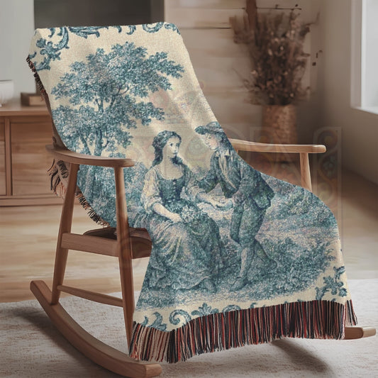 French Country Woven Blanket – Gentle Proposal Romantic Throw, Cozy Gift Home Decor