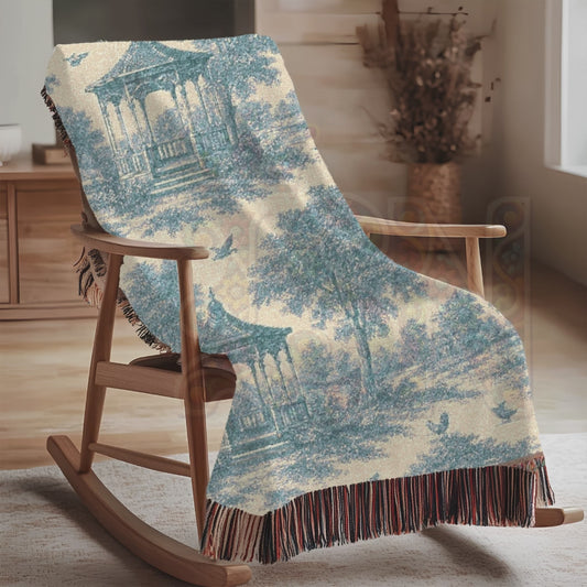 French Country Woven Blanket – Garden Gazebos Cozy Throw, Elegant Home Décor Gift