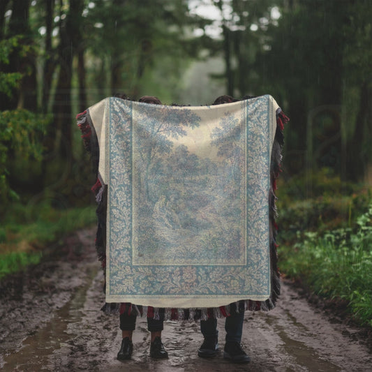 French Country Woven Blanket – Willow Tree Shadows Cozy Throw, Elegant Home Décor Gift