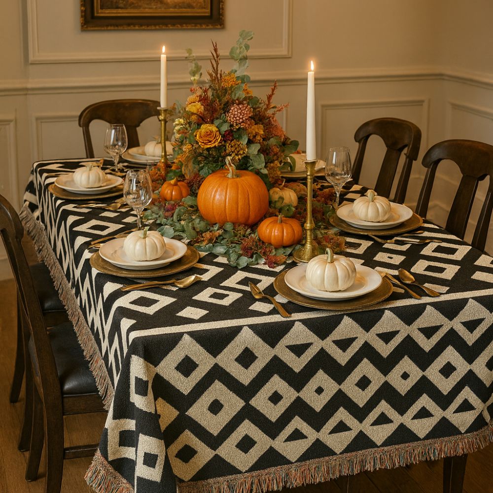 Eyes of the Pattern – West African Woven Blanket, Bold Diamond Symbol Throw, High-Contrast Tribal Textile with Repeating Visual Rhythm