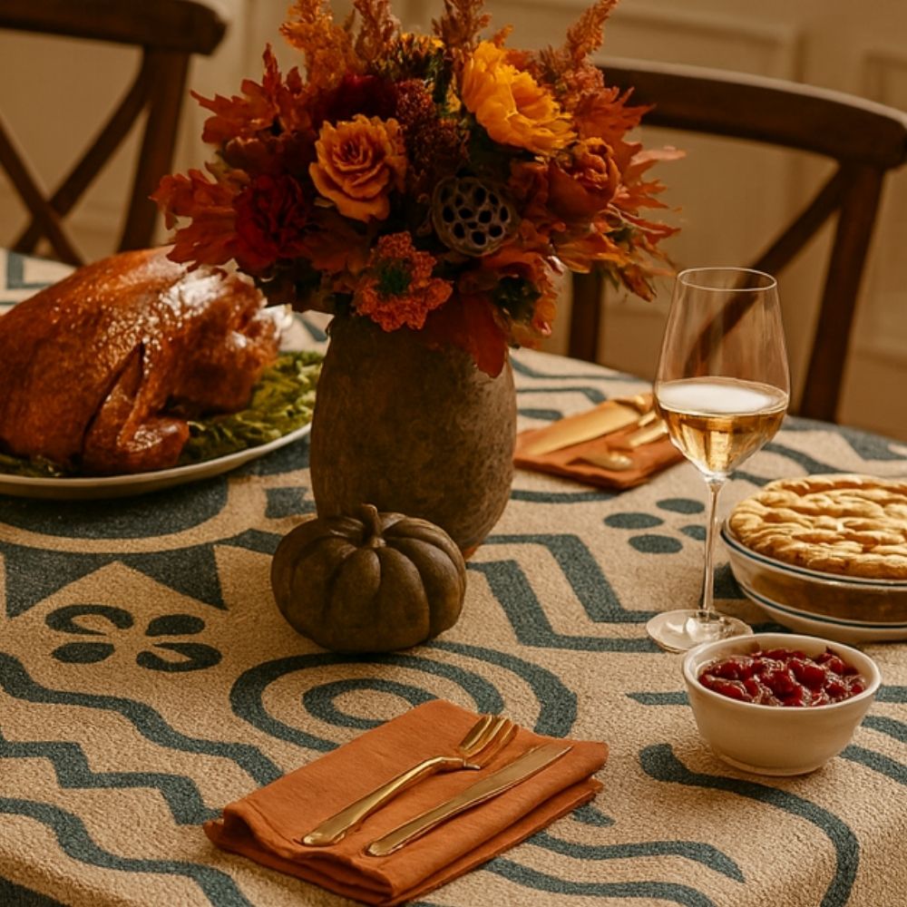 Geometry of the Ancestors – African Folk Motif Woven Blanket, Bold Tribal Symbol Throw, Minimalist Heritage-Inspired Textile