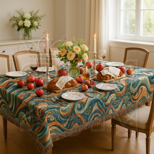 Abstract Ocean Waves Woven Throw Blanket – Tribal Inspired Cotton Tapestry